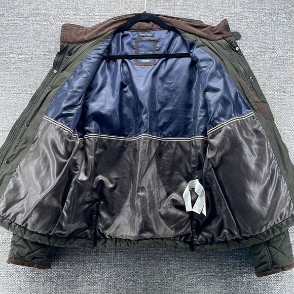 Zara Man Jacket XL Men Button Front with Pockets Quilted Green Long Sleeve Warm - Picture 8 of 16